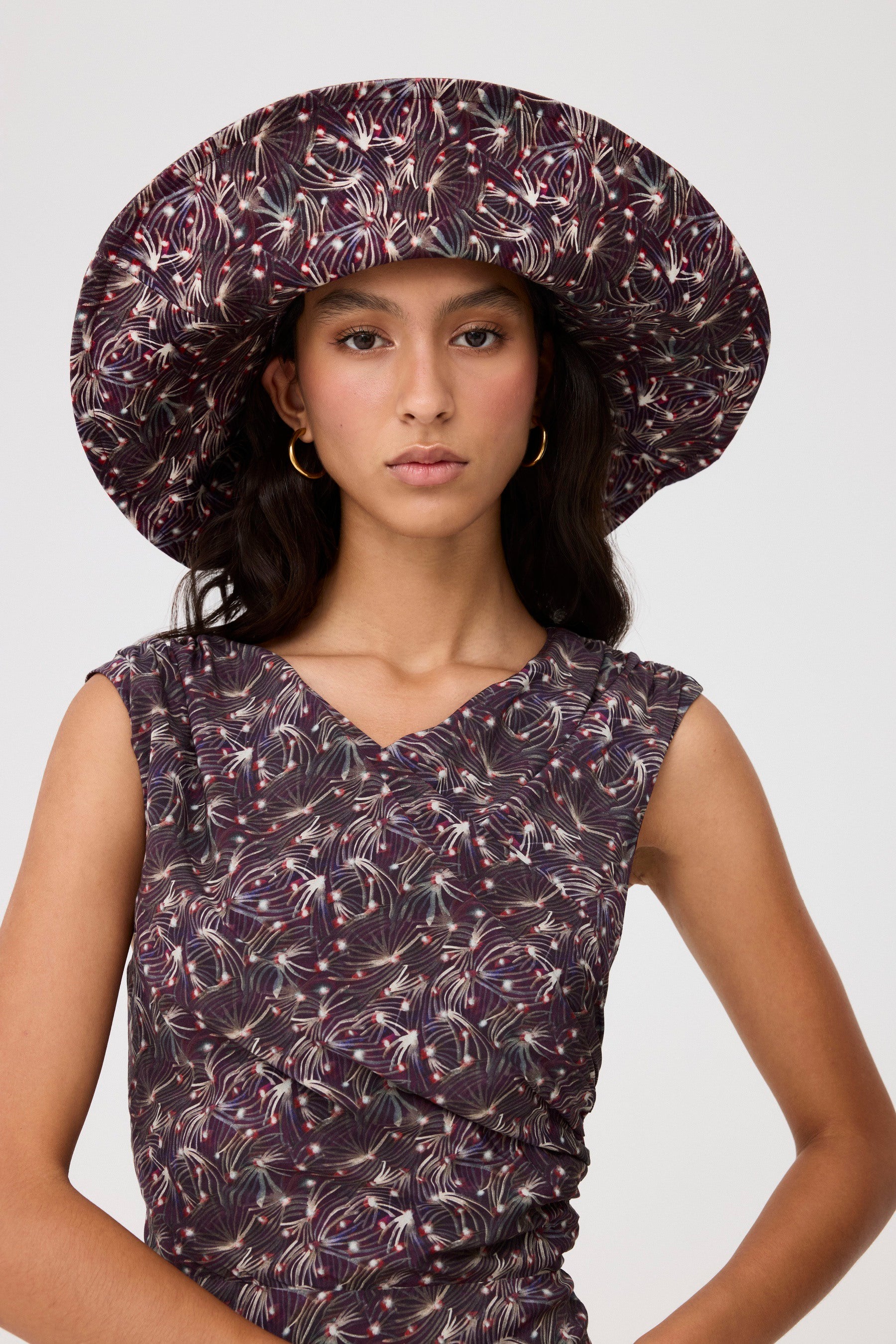NEW ROMUALDA violeta bucket hat in blue Purple Blue Retro Inspired Blacklight Bucket Hat-Marble  main image 3