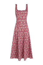 Ginebra Dress Burgundy Flowers