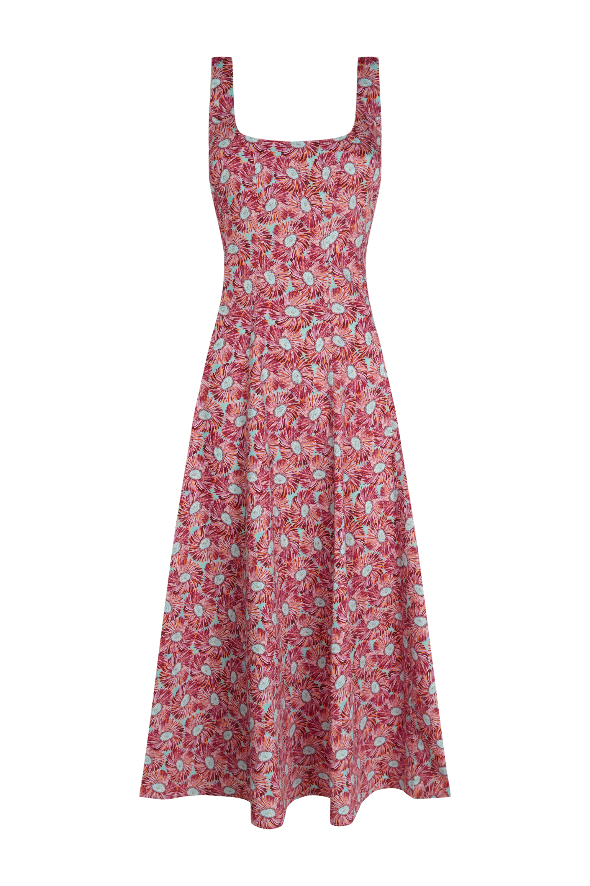 Ginebra Dress Burgundy Flowers