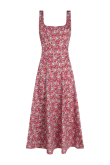 Ginebra Dress Burgundy Flowers