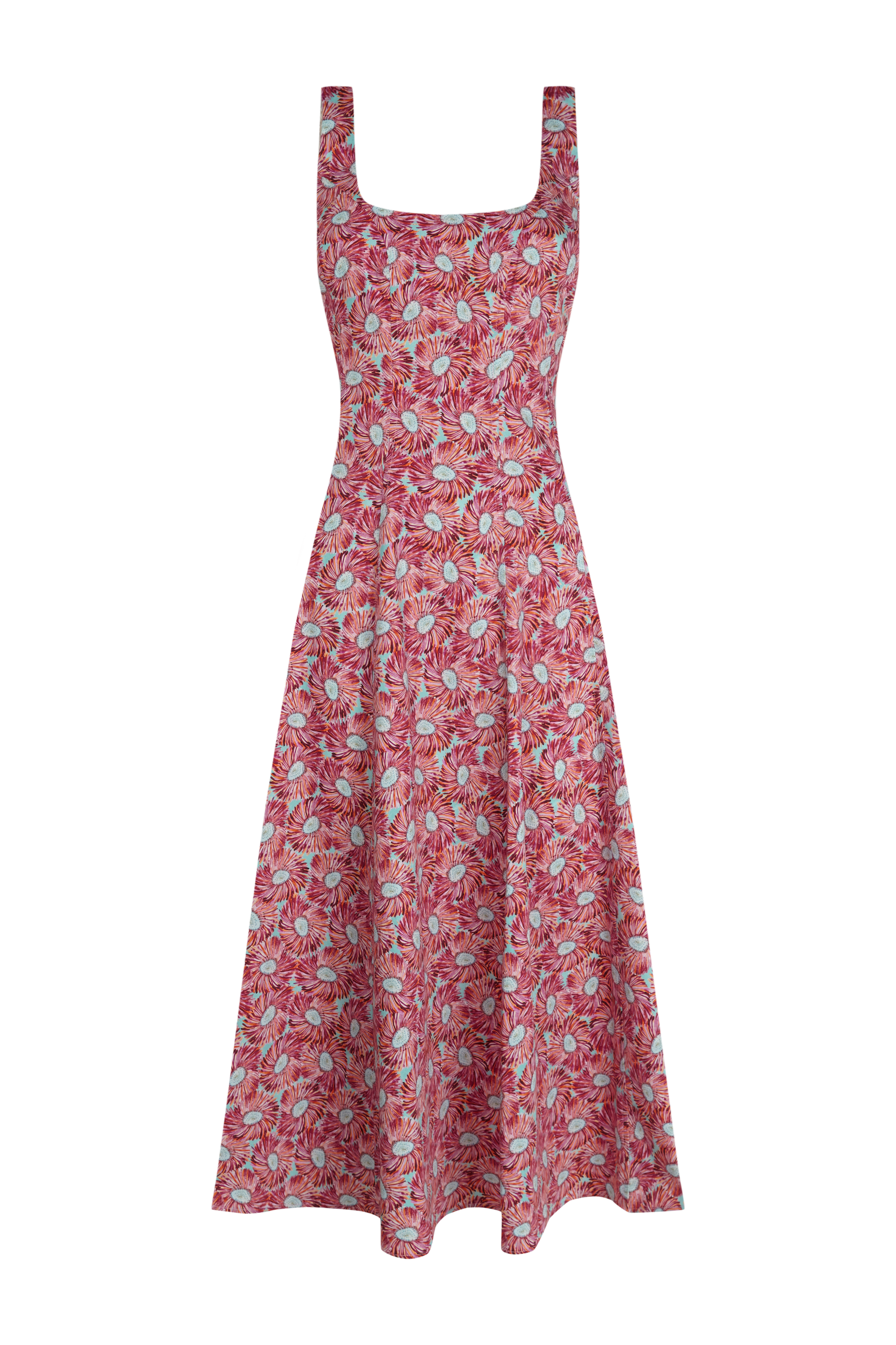 Ginebra Dress Burgundy Flowers