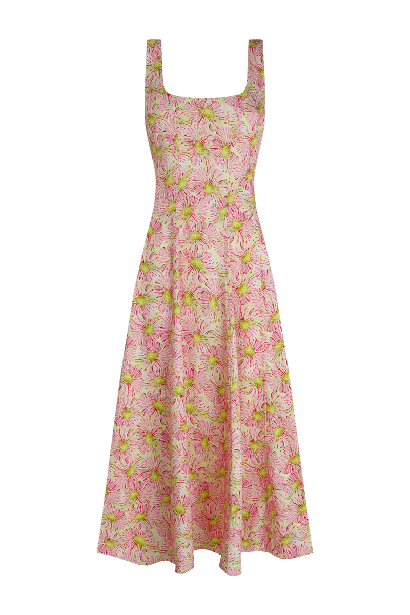 Ginebra Dress Lime Flowers