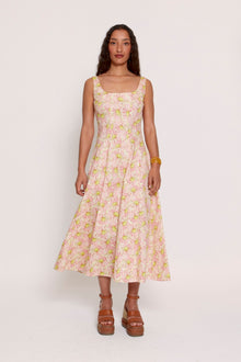 Ginebra Dress Lime Flowers