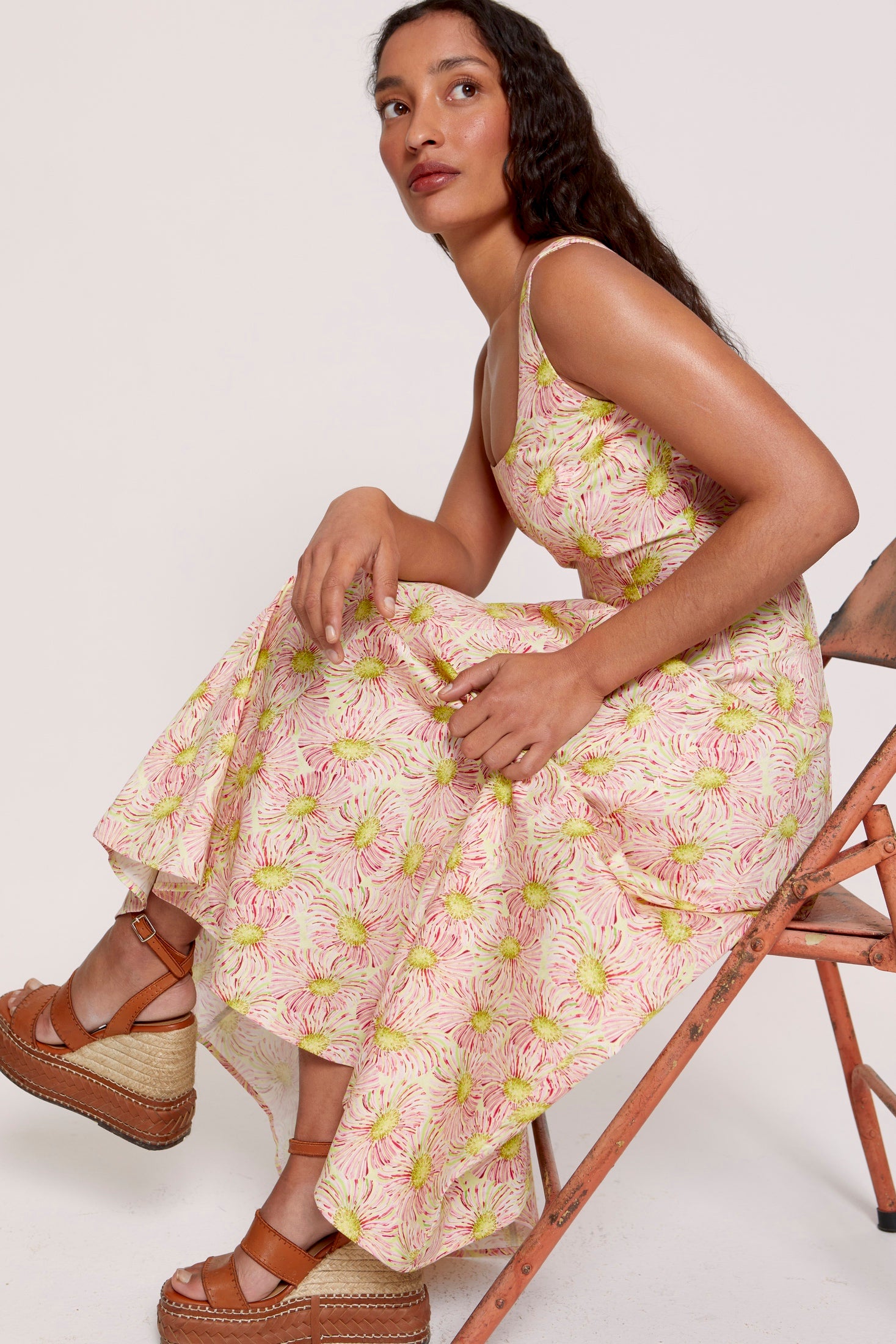 Ginebra Dress Lime Flowers