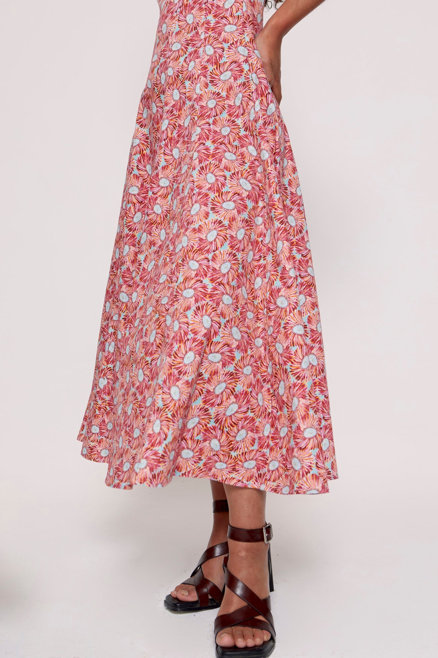 Ginebra Dress Burgundy Flowers