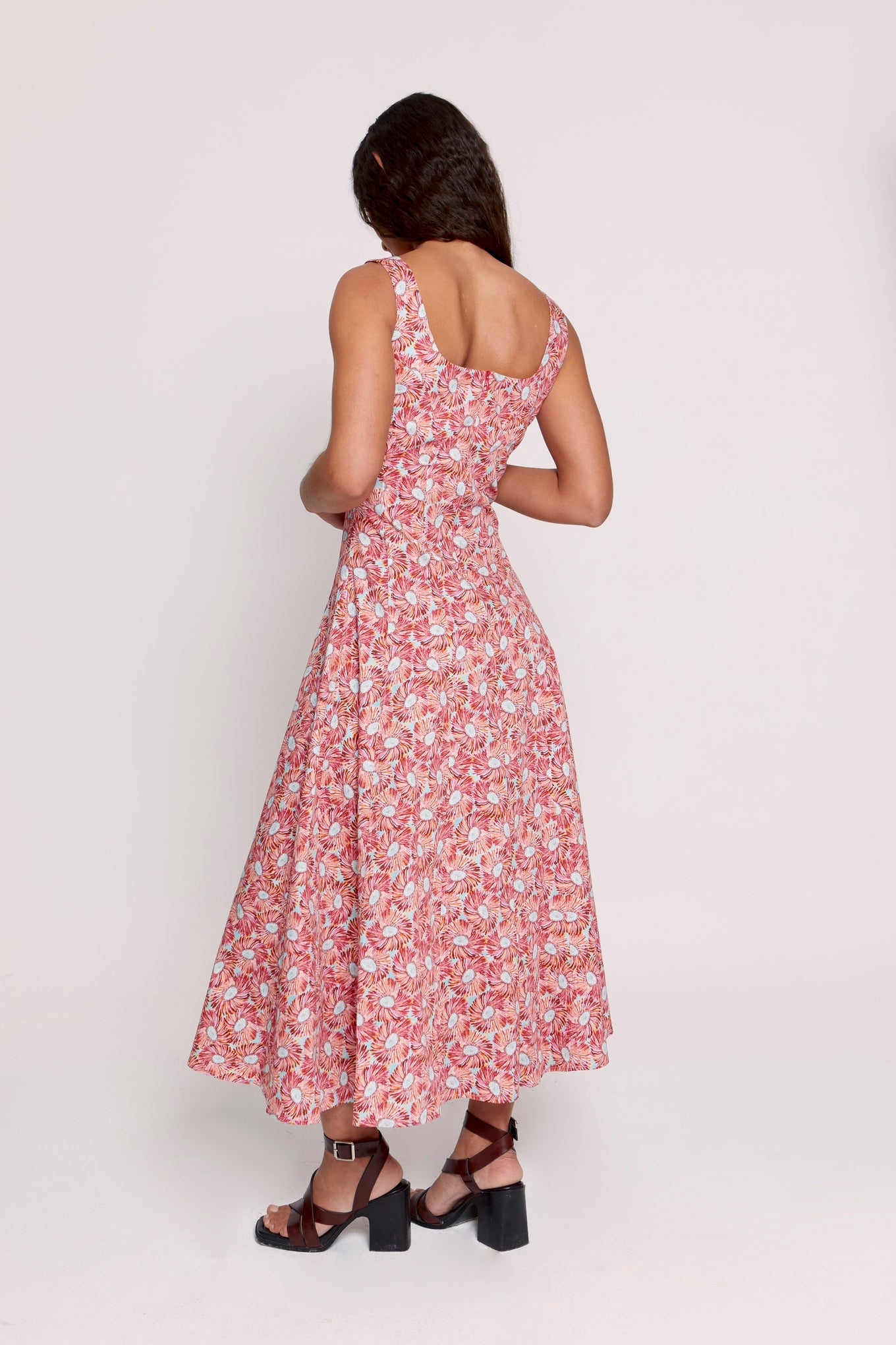 Ginebra Dress Burgundy Flowers