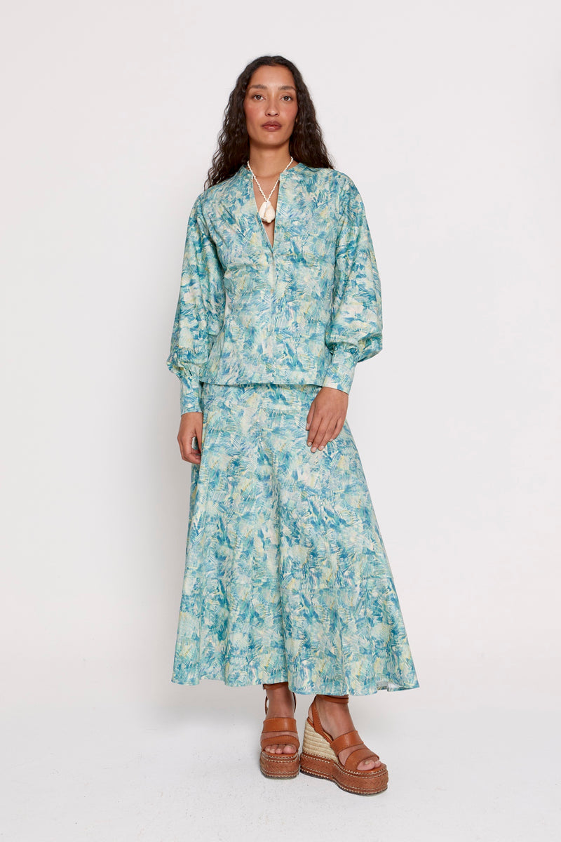 Rose Skirt Turquoise Meadow