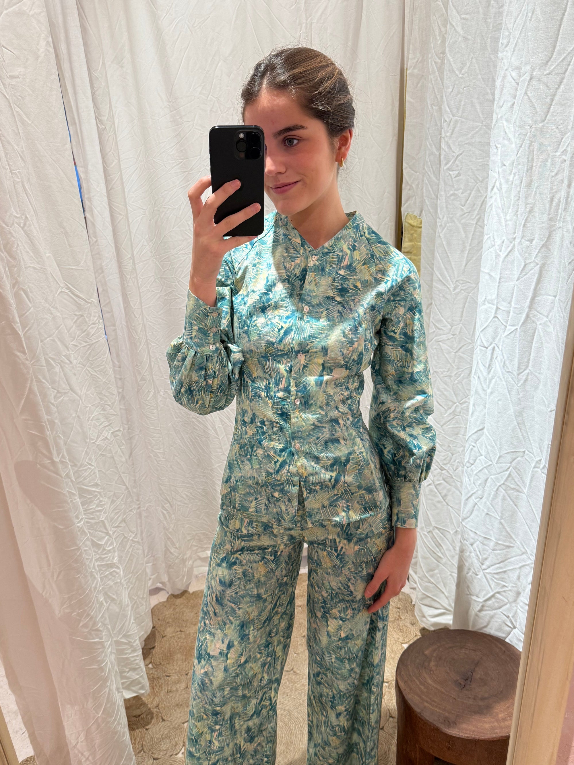 Camisa Mila Turquoise Meadow