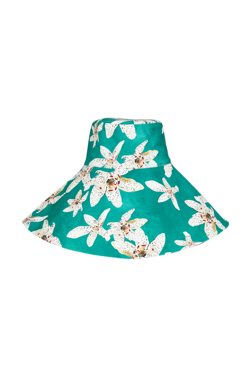 Sombrero Floral Turquesa Grande 