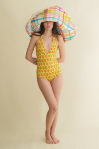 Abelia yellow halter swimsuit