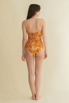 Stapelia yellow strapless swimsuit