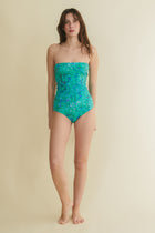 Stapelia turquoise strapless swimsuit