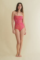 Stapelia pink strapless swimsuit