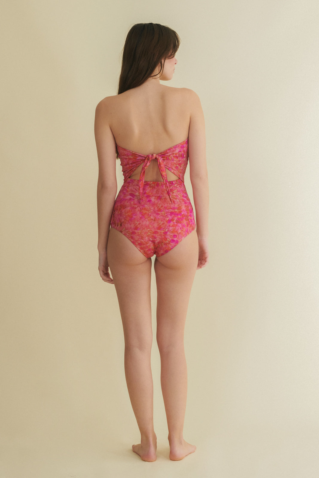 Stapelia pink strapless swimsuit