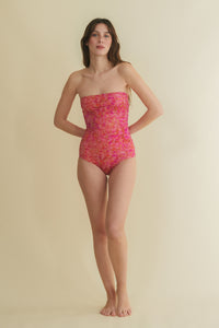 Stapelia pink strapless swimsuit