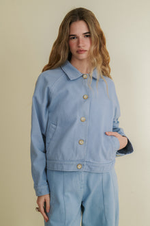 Sixta light blue ranglan sleeve jacket