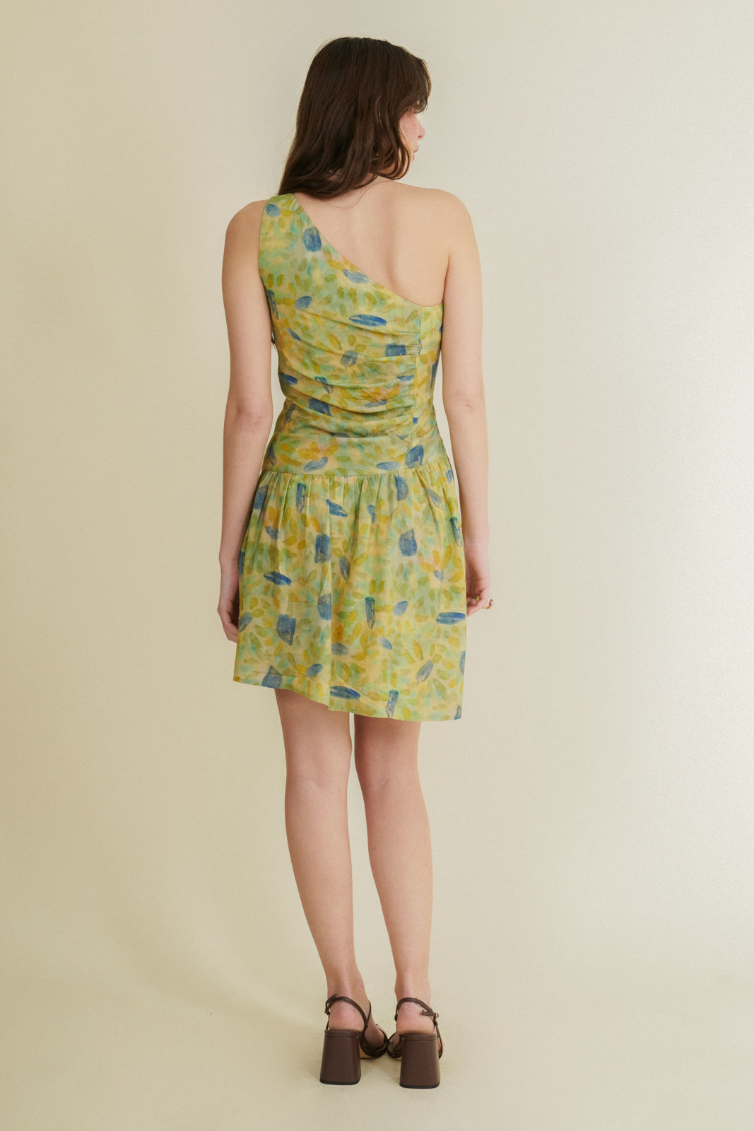 Nenufar green asymmetrical short dress