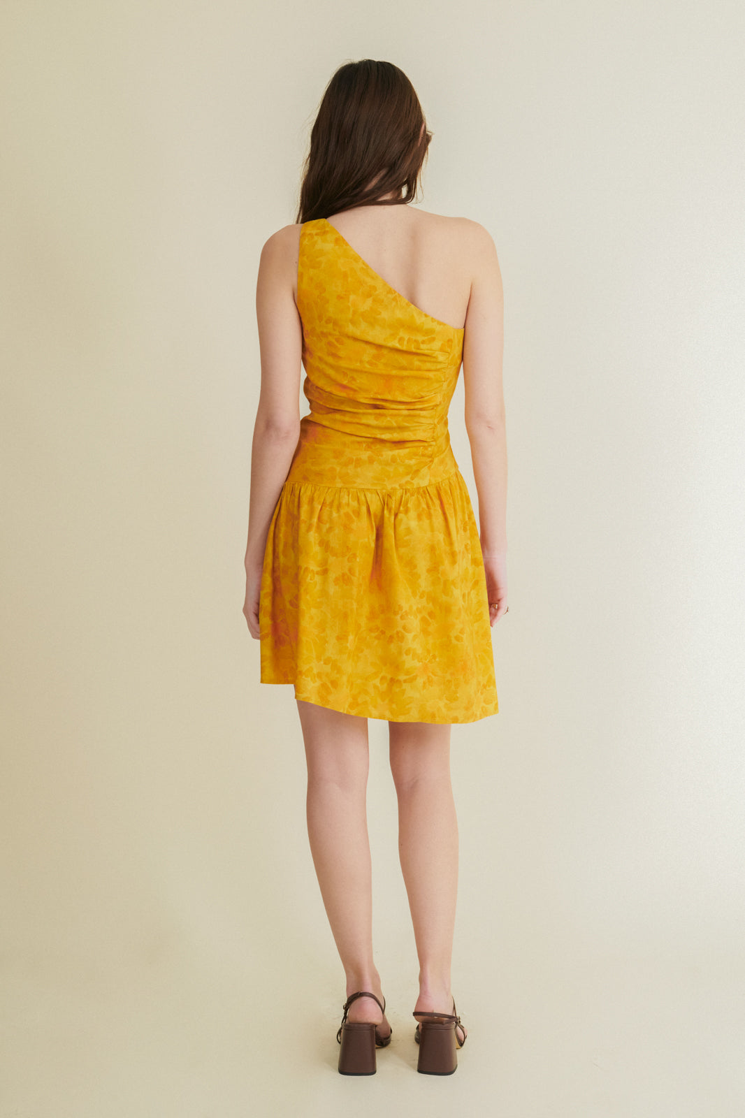 Nenufar yellow asymmetrical short dress