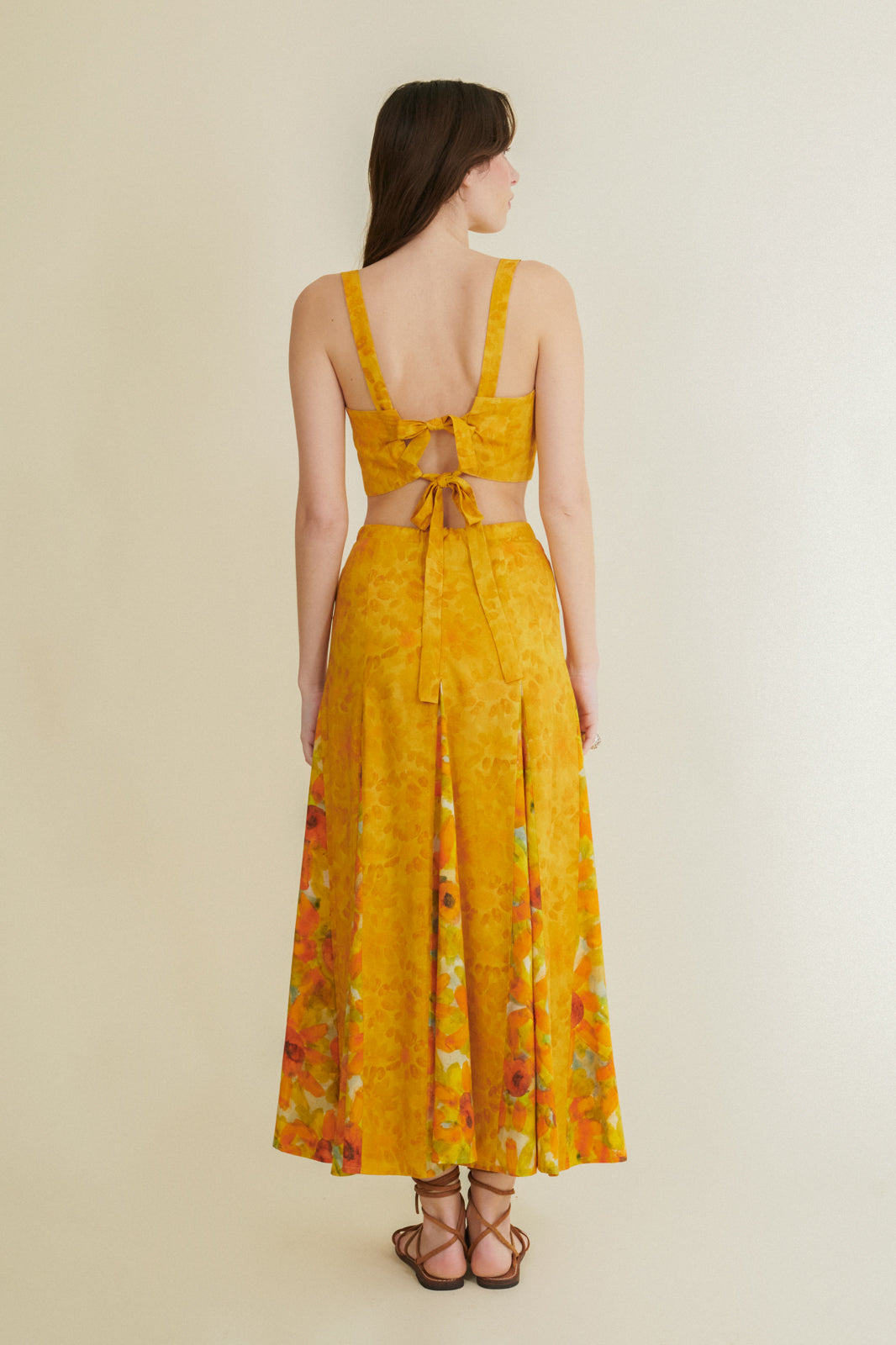 Alheli yellow pleated skirt