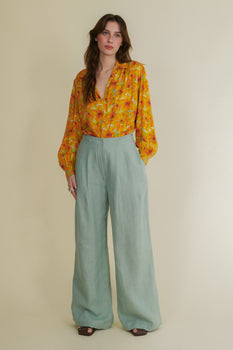Aphelia turquoise high-waist trousers
