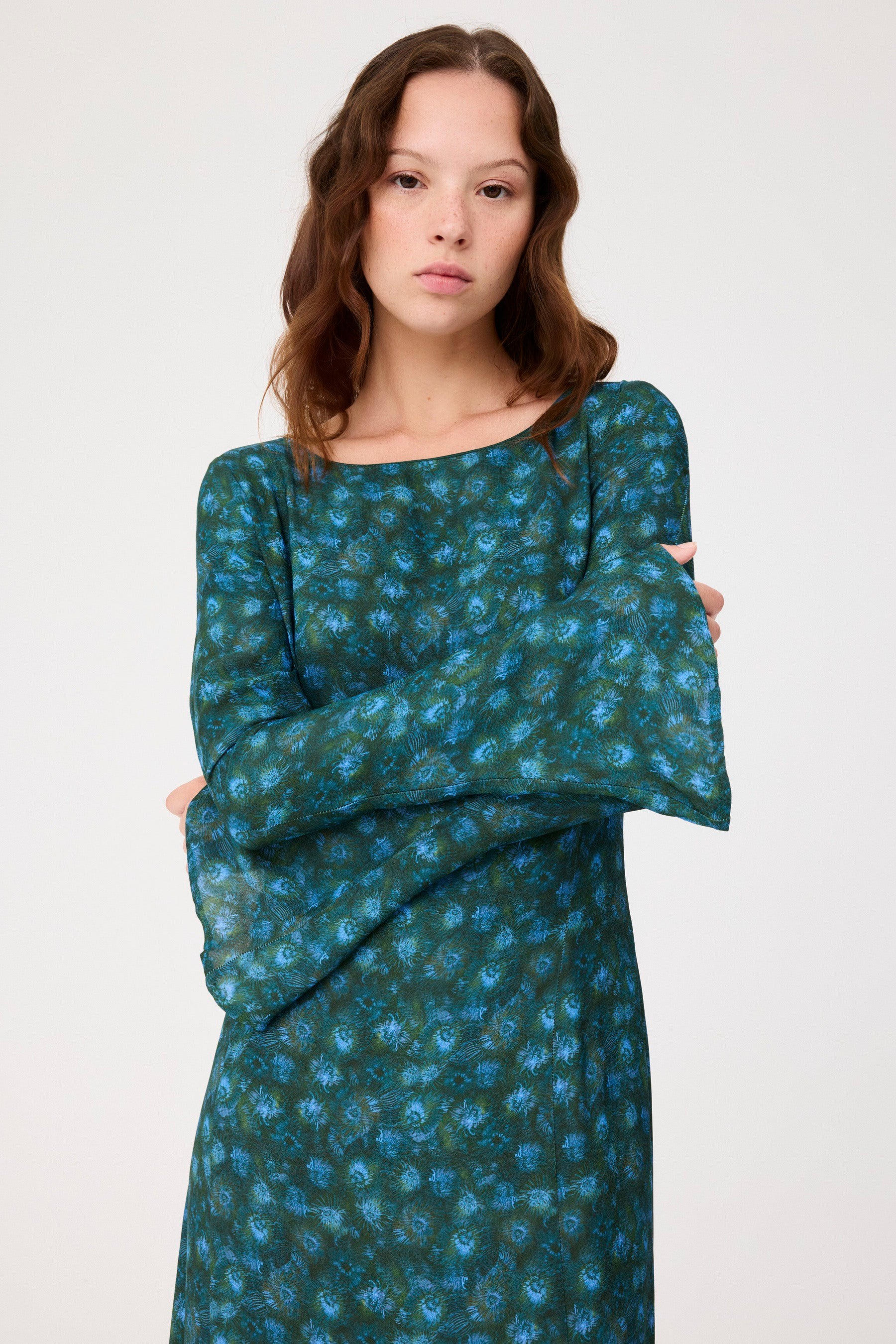 ada stone long sleeve midi dress DISSH