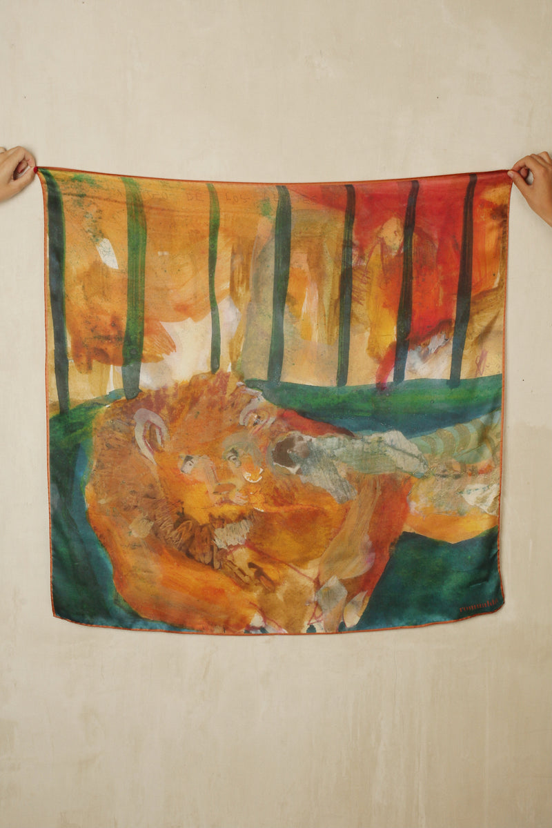 Pañuelo de seda Siesta con Leon